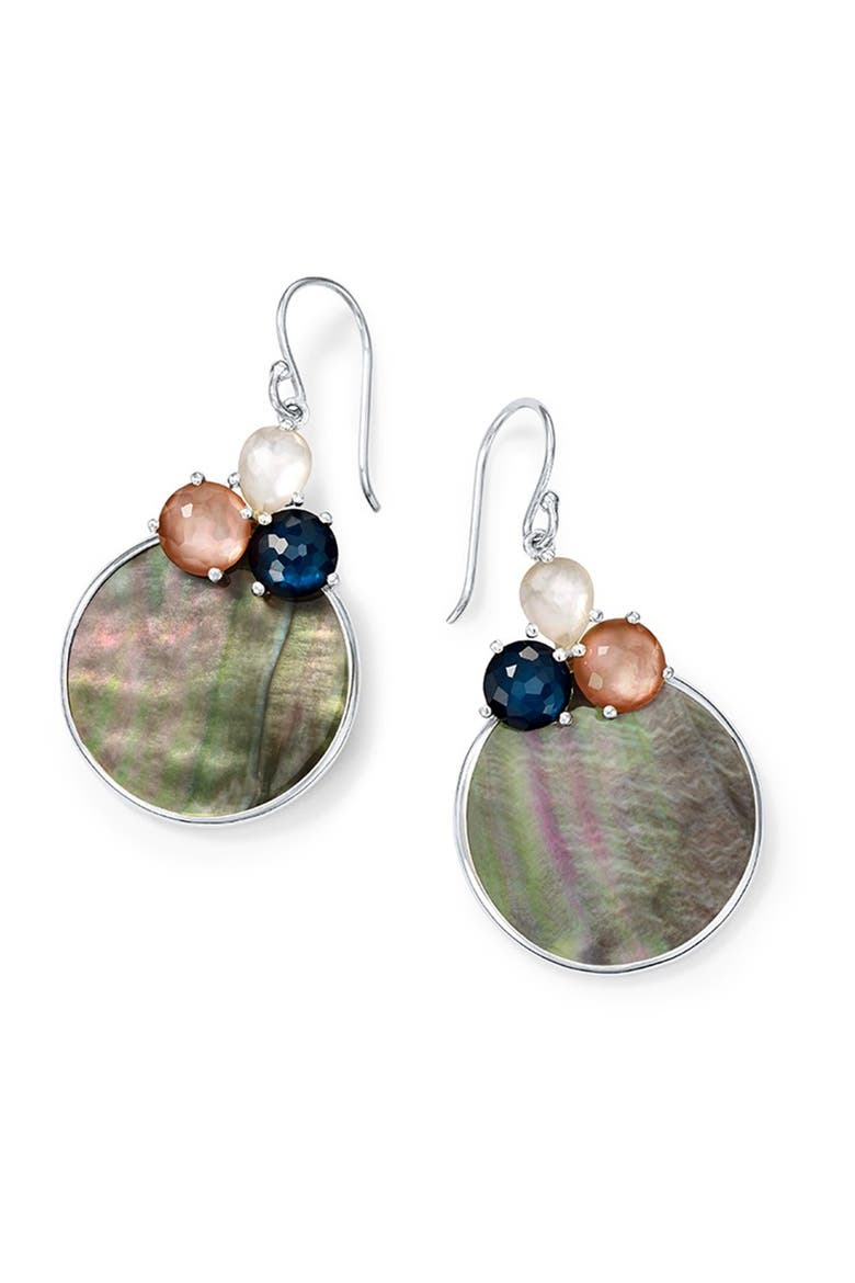 Sterling Silver Wonderland Overlapping Shell 3-Stone Earrings, Main, color, SILVER