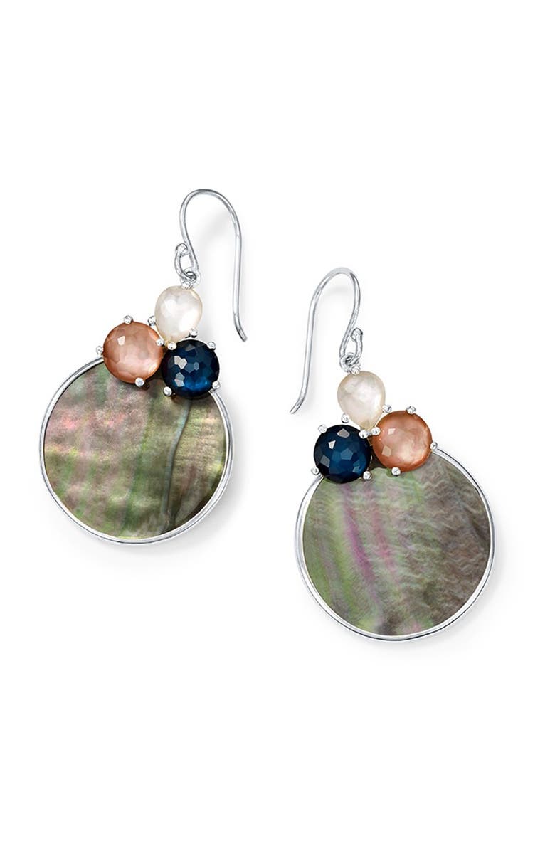 Ippolita Sterling Silver Wonderland Overlapping Shell 3-Stone Earrings, Main, color, 