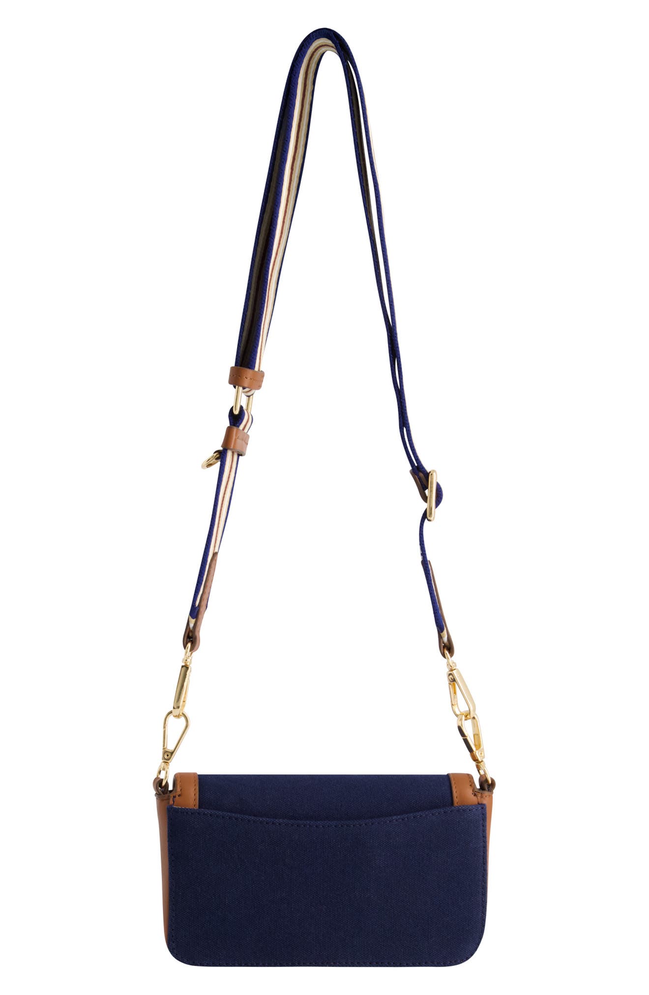 Tommy Bahama Canvas & Leather Trim Double Crossbody Bag, Alternate, color, Navy/ Tan