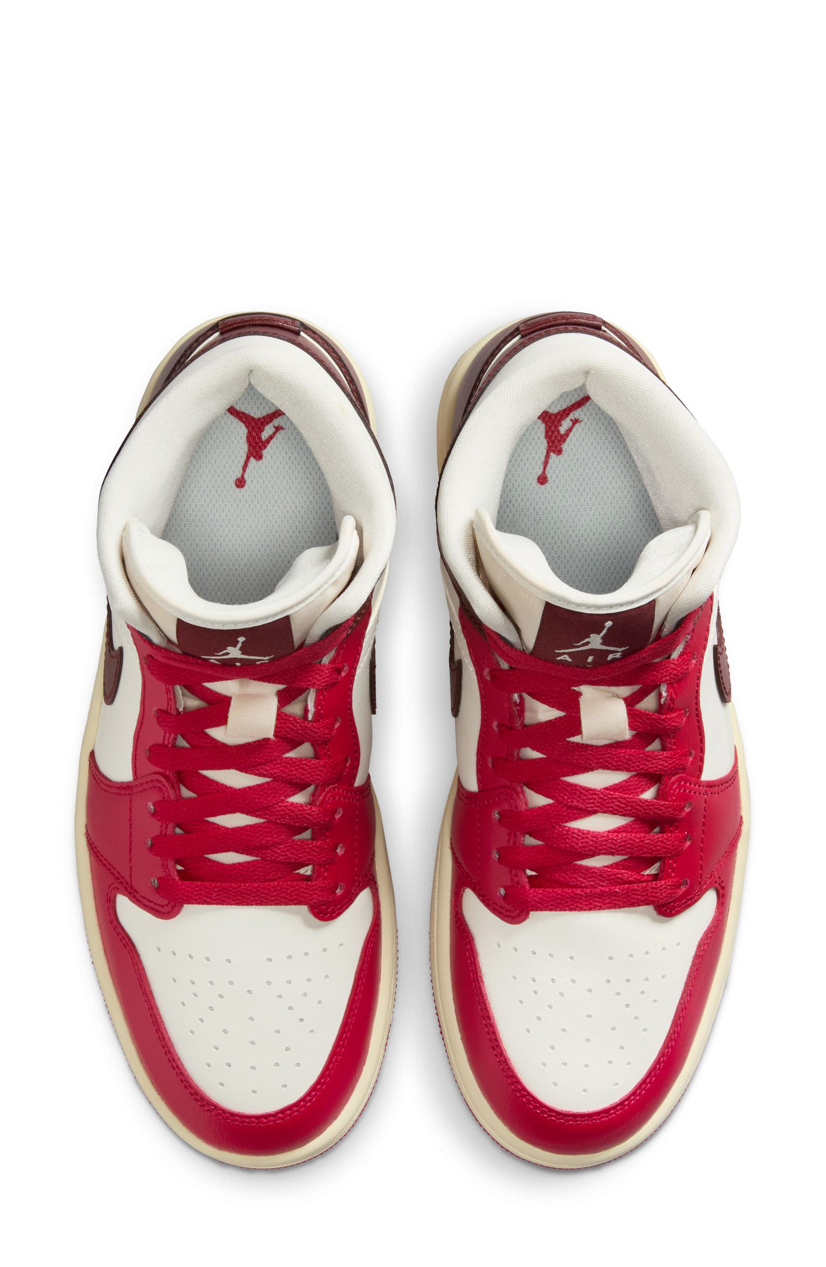 Jordan Air Jordan 1 Mid Sneaker, Alternate, color, Sail/ Dark Team Red/ Hibiscus