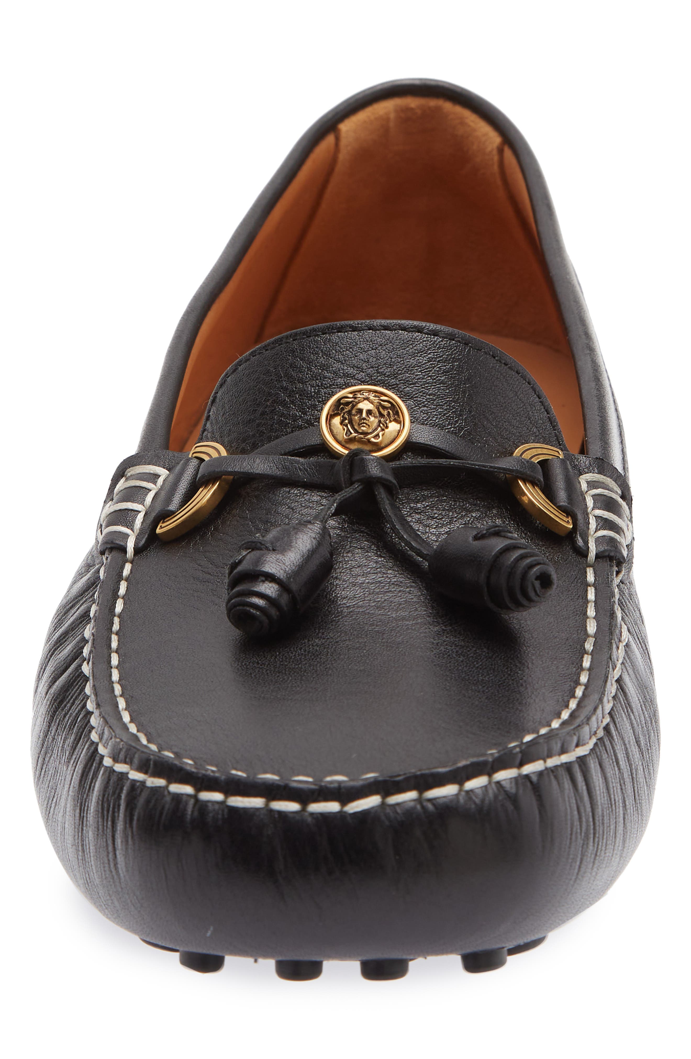 Robin Leather Driving Shoe, Alternate, color, BLACK-GOLD 82