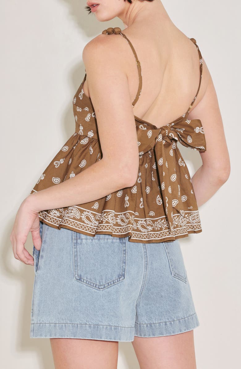 FREEMARKET Bandana Print Babydoll Camisole, Alternate, color, Brown/ White