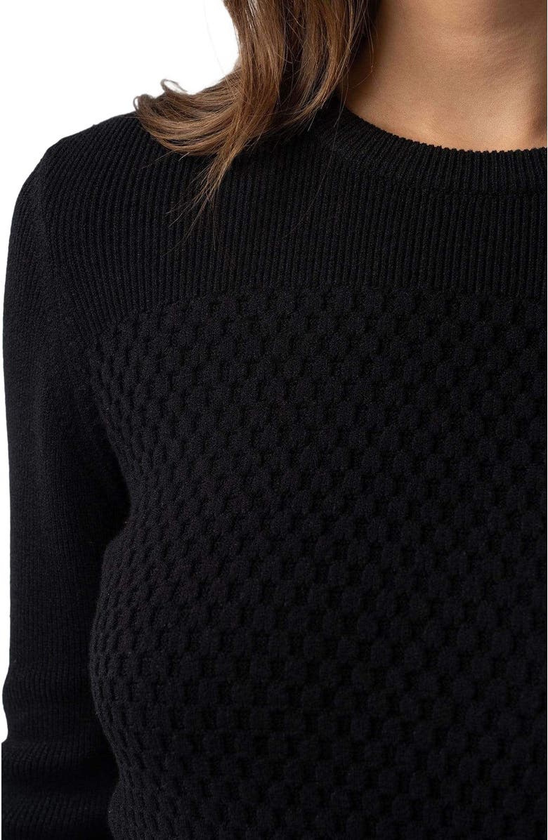 Saint + Sofia Honeycomb Rib Sweater, Alternate, color, Black