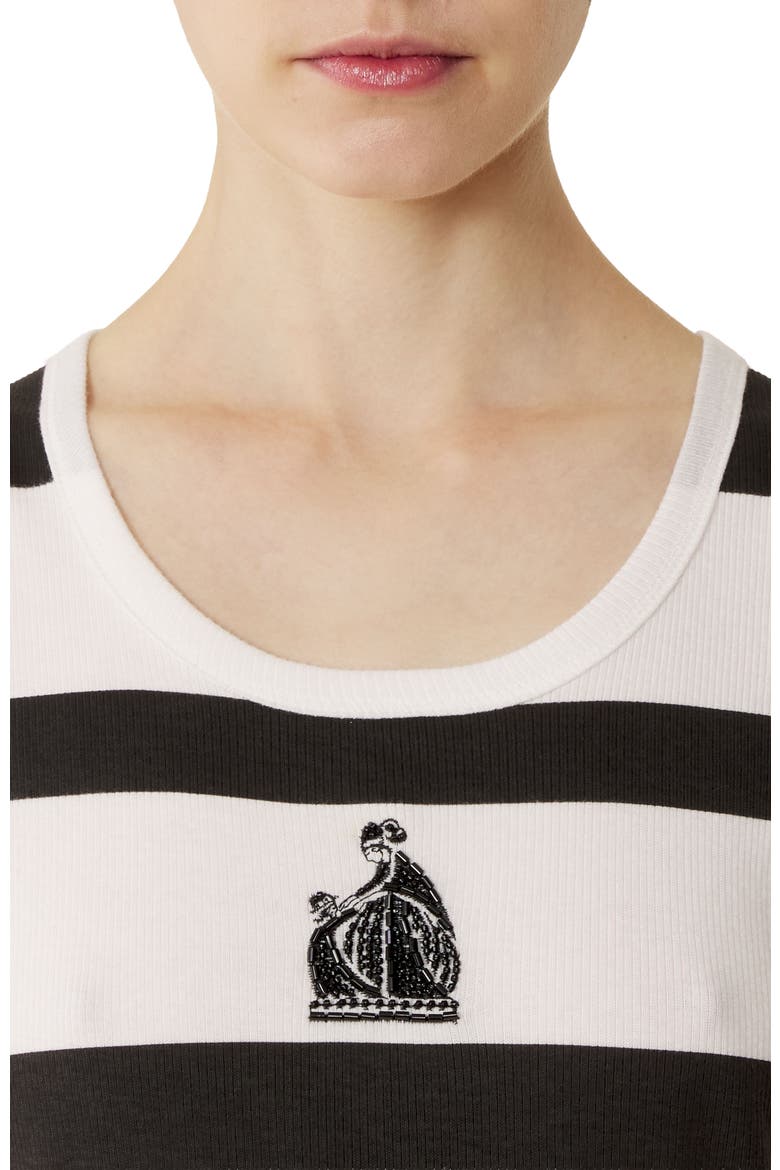 Cotton Jersey Mother And Daughter Embroidered Ribbed Tank Top, Alternate, color, Black/White