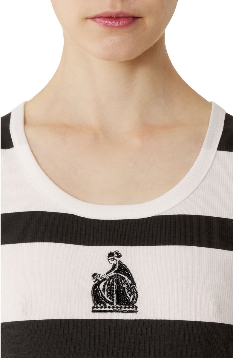 Lanvin Cotton Jersey Mother And Daughter Embroidered Ribbed Tank Top, Alternate, color, Black/White