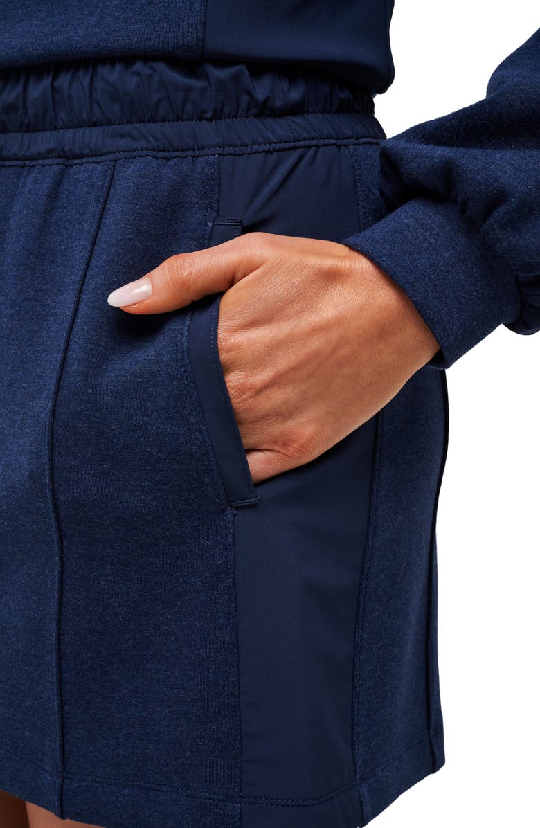 TravisMathew Delightful Drawstring Miniskirt, Alternate, color, Heather Navy Blazer