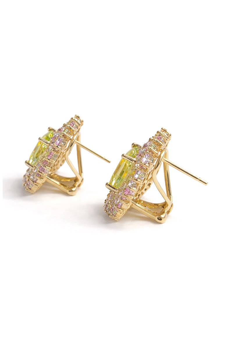 Cubic Zirconia Stud Earrings, Alternate, color, YELLOW/ PURPLE/ GOLD PLATED