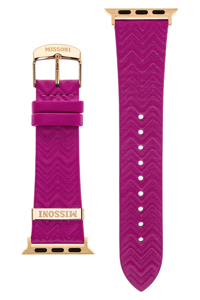 Zigzag 22mm Embossed Leather Apple Watch® Watchband, Main, color, PINK