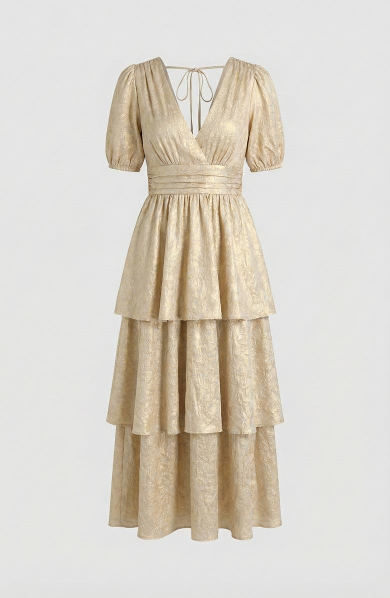 Modenaire Shimmering Maxi Dress, Alternate, color, Champagne Gold