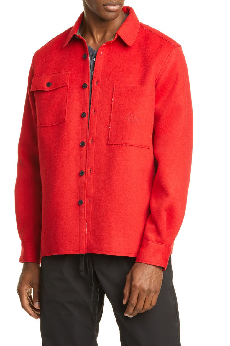 Ike Military Wool Blend Flannel Overshirt, Main, color, RED