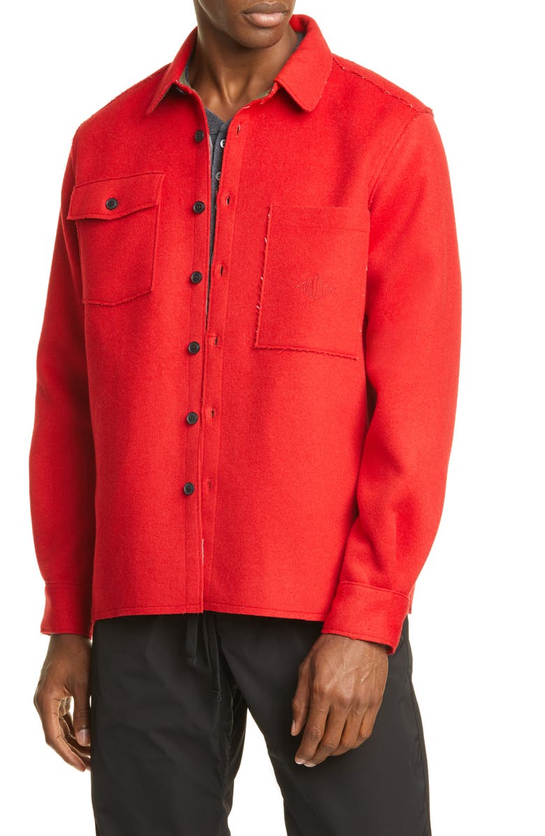 Ovadia Ike Military Wool Blend Flannel Overshirt, Main, color,