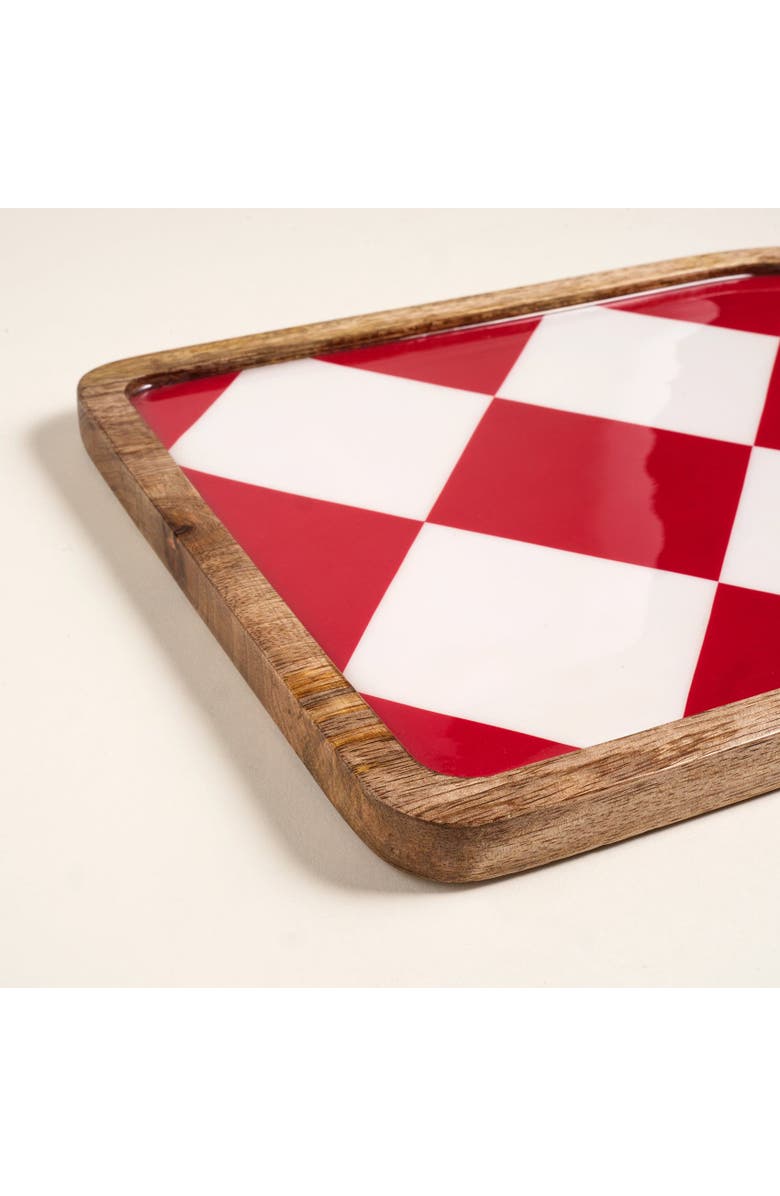 Zsa Zsa Zsu Lakri Mango Wood Serving Board 16X9 In, Alternate, color, Red