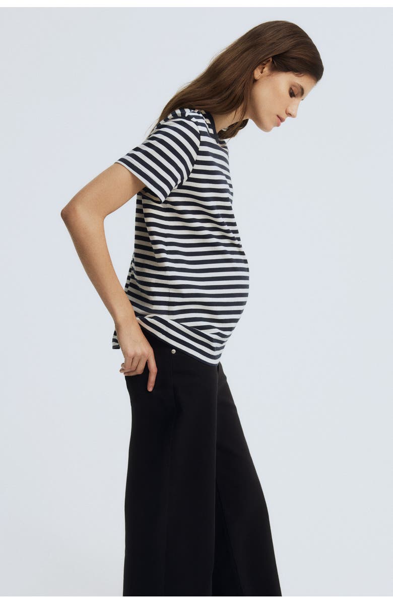 H&M Mama Cotton T-shirt, Alternate, color, White/Navy Blue Striped