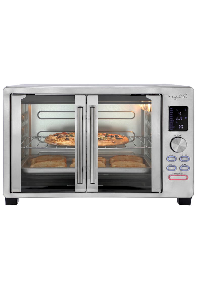 Megachef 31.7 Quart Digital French Door Multi-Function Electric Convection Toaster Oven with Rotisserie Set, Main, color, Grey