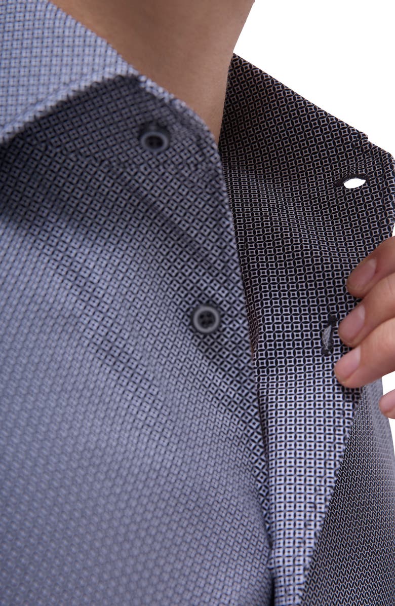 Bugatchi Devon OoohCotton<sup>®</sup> Geo Print Button-Up Shirt, Alternate, color, Black/Blue