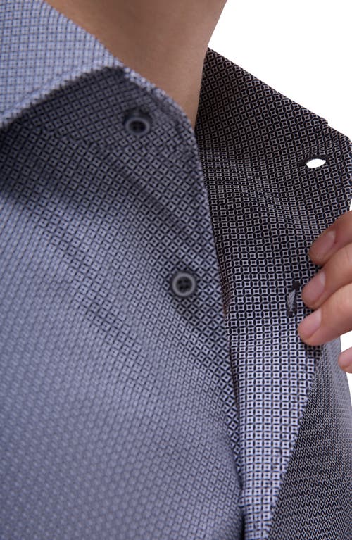 Bugatchi Devon Ooohcotton® Geo Print Button-up Shirt In Black/blue
