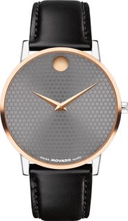 Movado Museum Classic Leather Strap Watch, 40mm