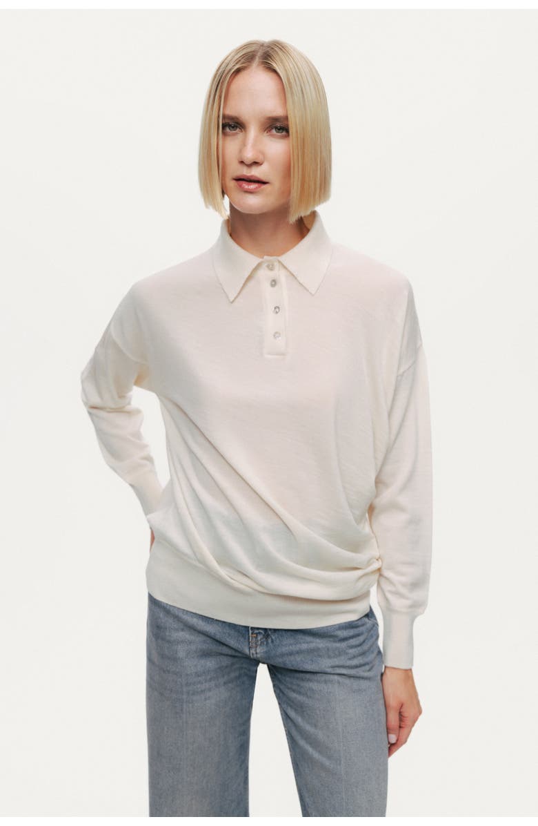 Nocturne Relaxed Polo Knit Sweater, Main, color, Ivory