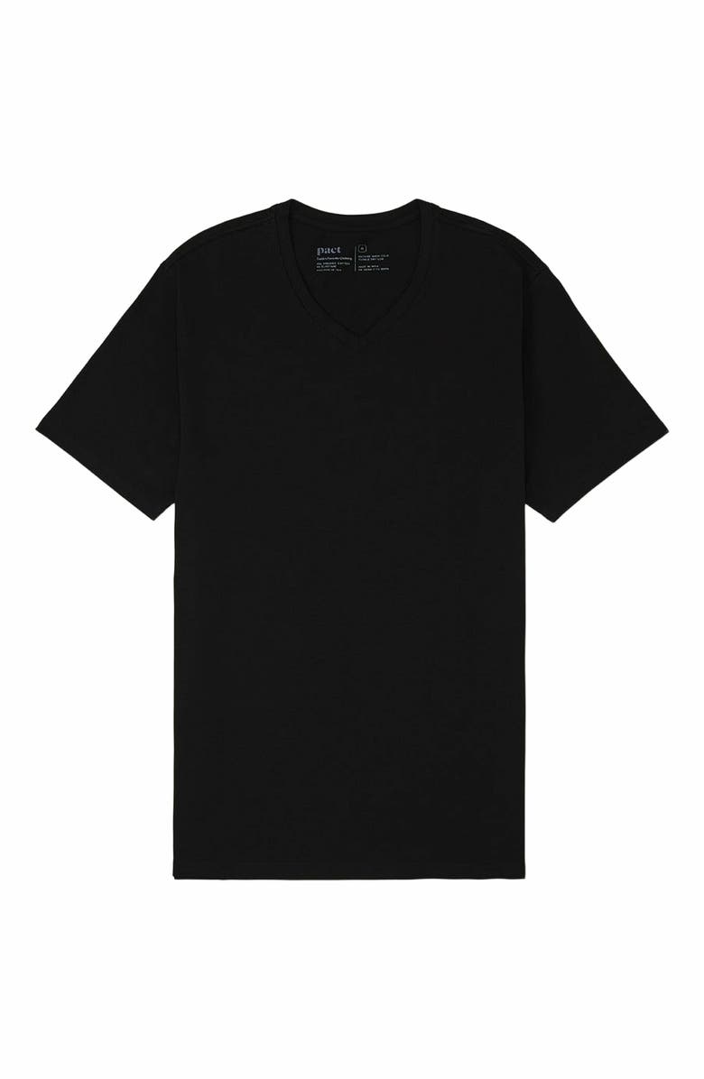Pact Luxe Stretch Jersey Slim V-Neck Tee, Alternate, color, Black