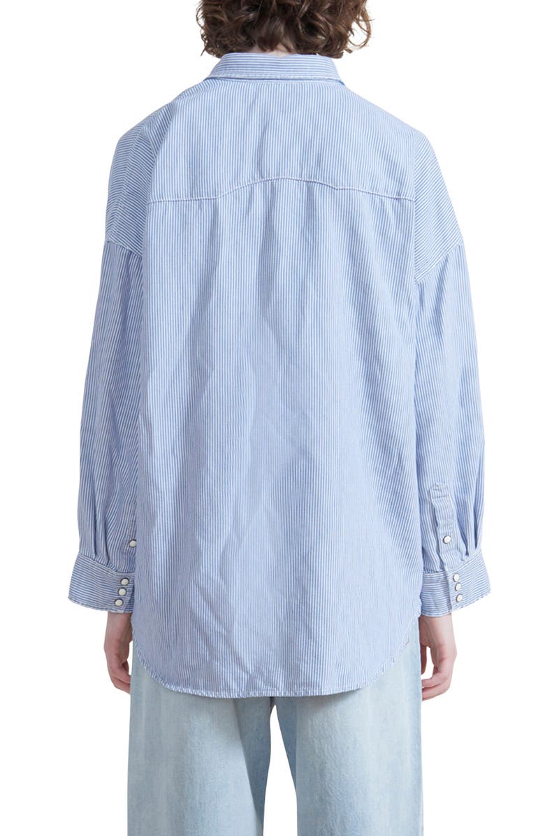 DENIMIST Stripe Cotton Cowboy Shirt, Alternate, color, Ecru Railroad Stripe