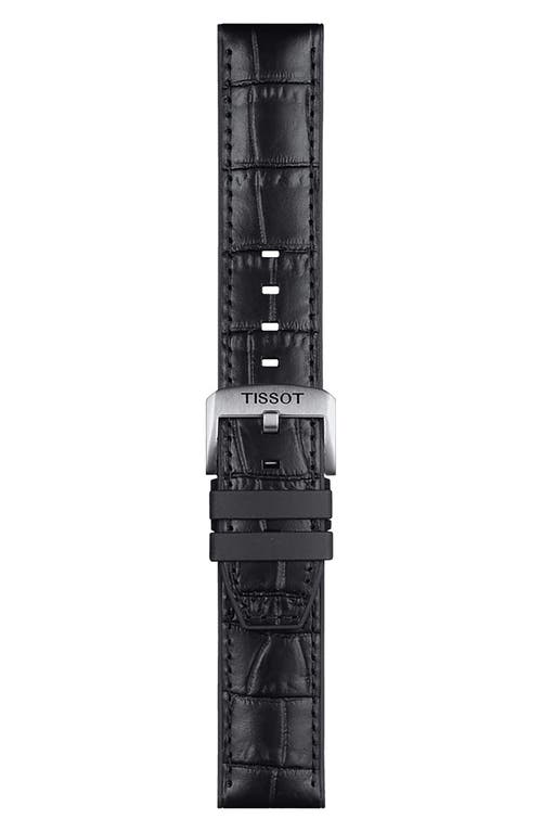 Tissot 22mm Croc Embossed Leather Watch Strap in Black at Nordstrom