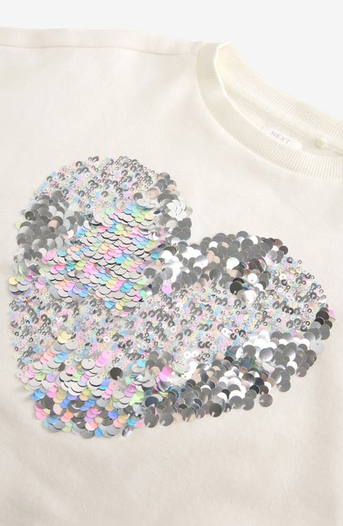 Shop Next Kids' Sequin Heart Sweater Dress In Ecru White/sequin Heart