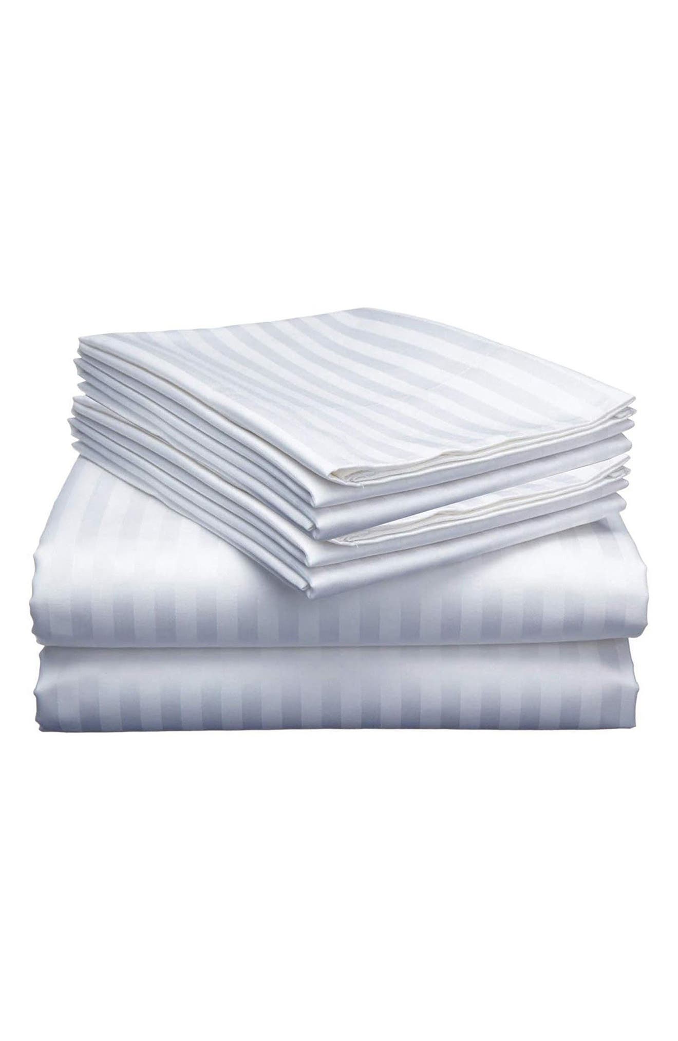 Luxury Home Dobby Stripe Sheet Set In White