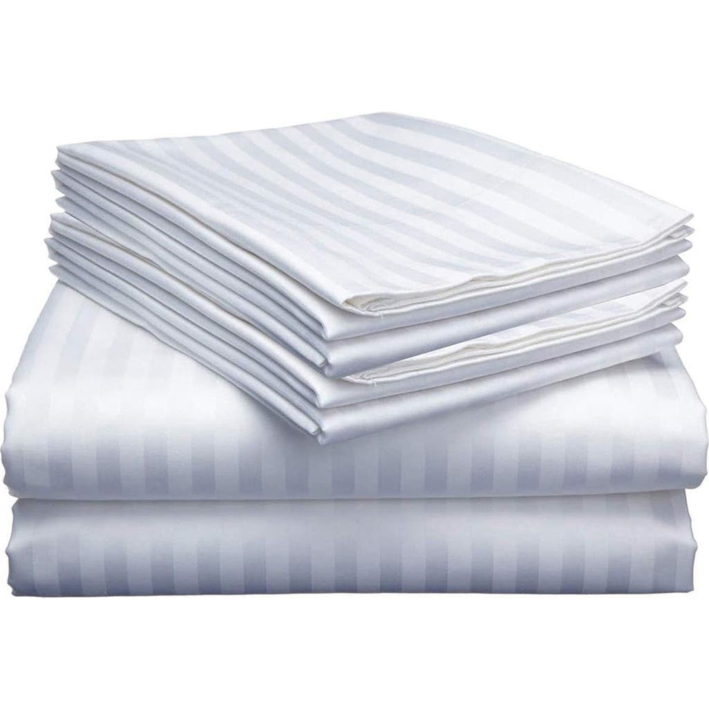 Luxury Home Dobby Stripe Sheet Set In White