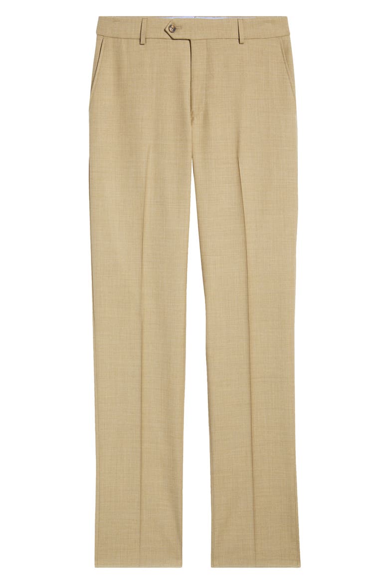 Flat Front Tan Super 120s Wool Dress Pants, Alternate, color, DARK TAN