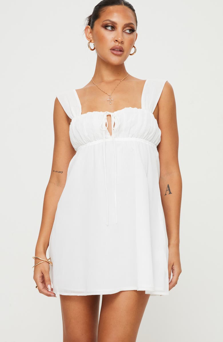 open lace back dress Bethanne Babydoll Mini Dress White