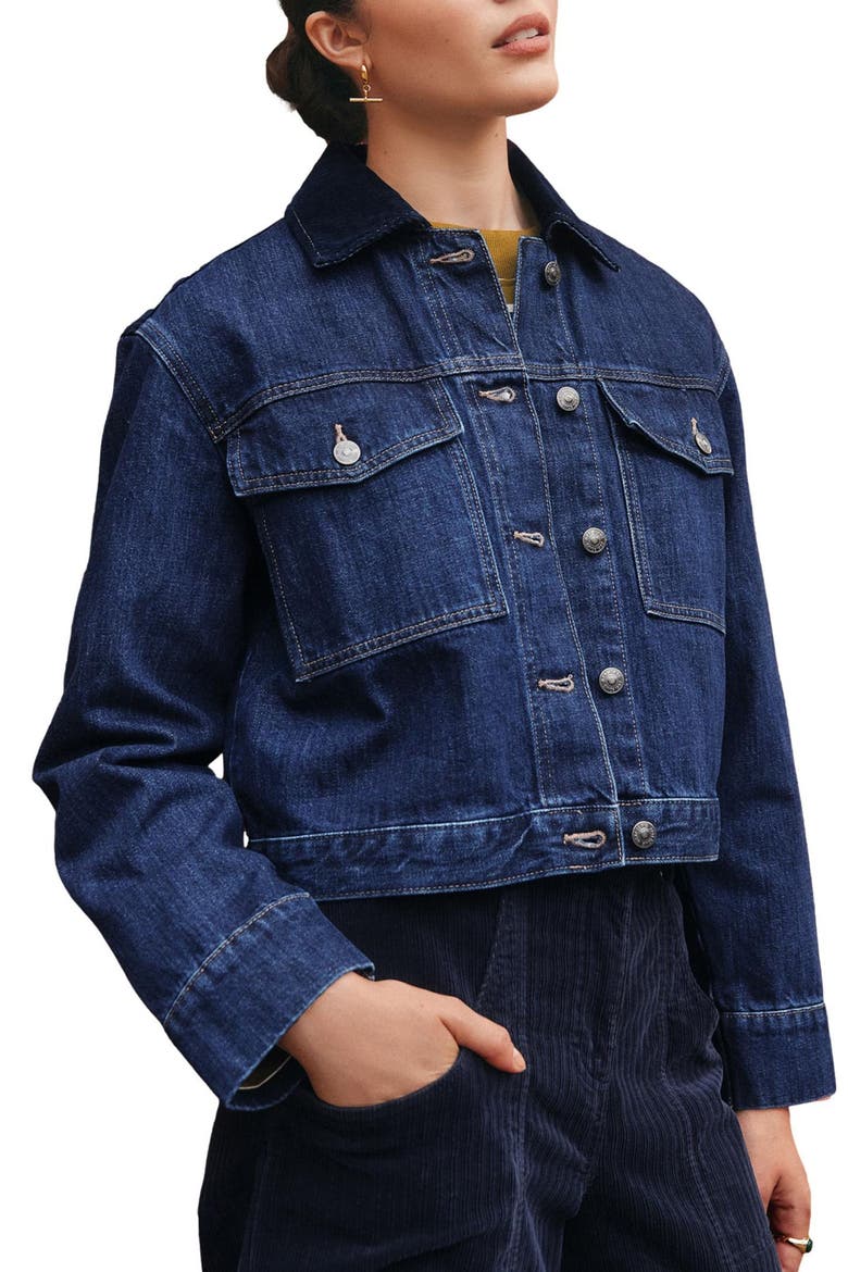 Two Tone Denim Jacket, Main, color, BLUE