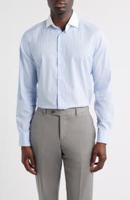 Emanuel Berg Modern Fit Stripe Natural Stretch Yoga Twill Dress Shirt