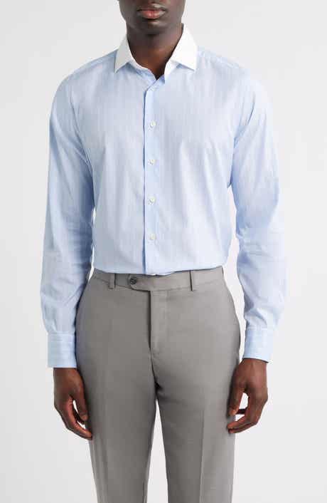 Modern Fit Stripe Natural Stretch Yoga Twill Dress Shirt