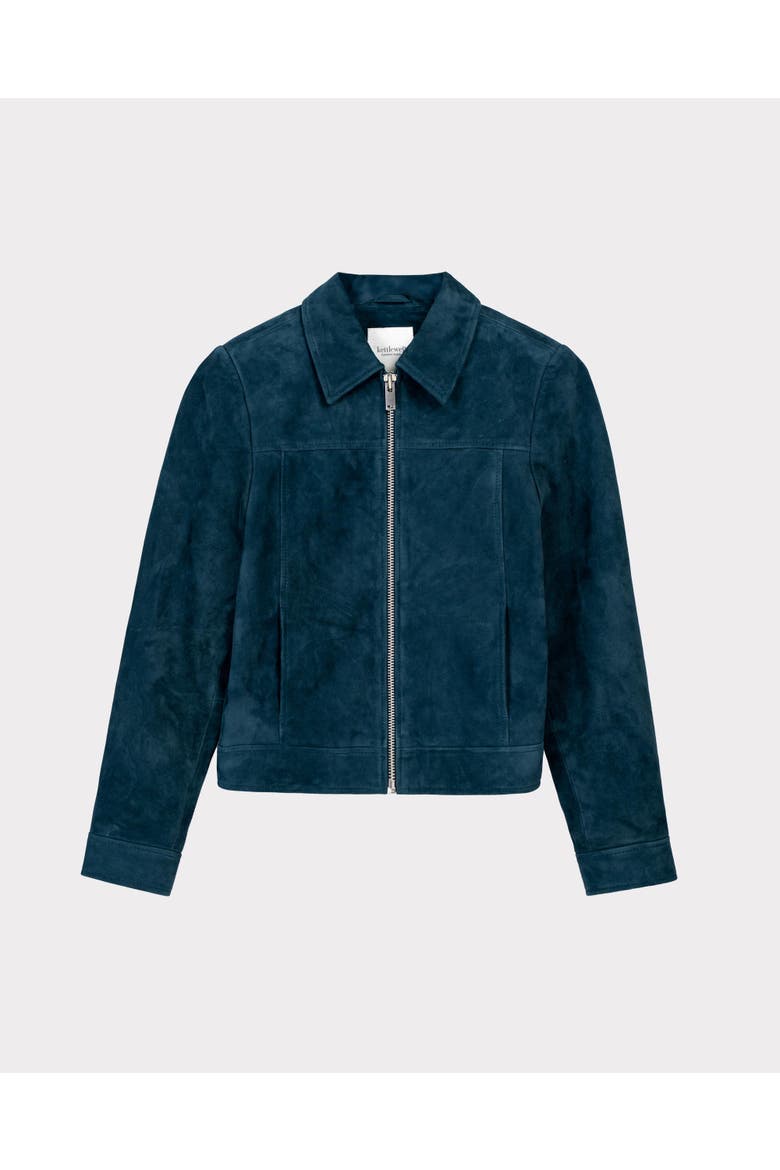 Harper Suede Bomber Jacket, Alternate, color, Marine Navy