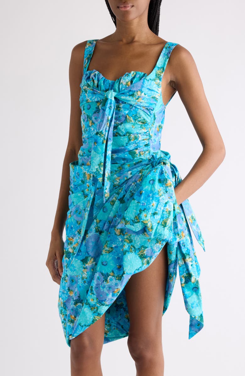 Chloé Daisies Print Organic Cotton Poplin Dress, Alternate, color, Multicolor Blue