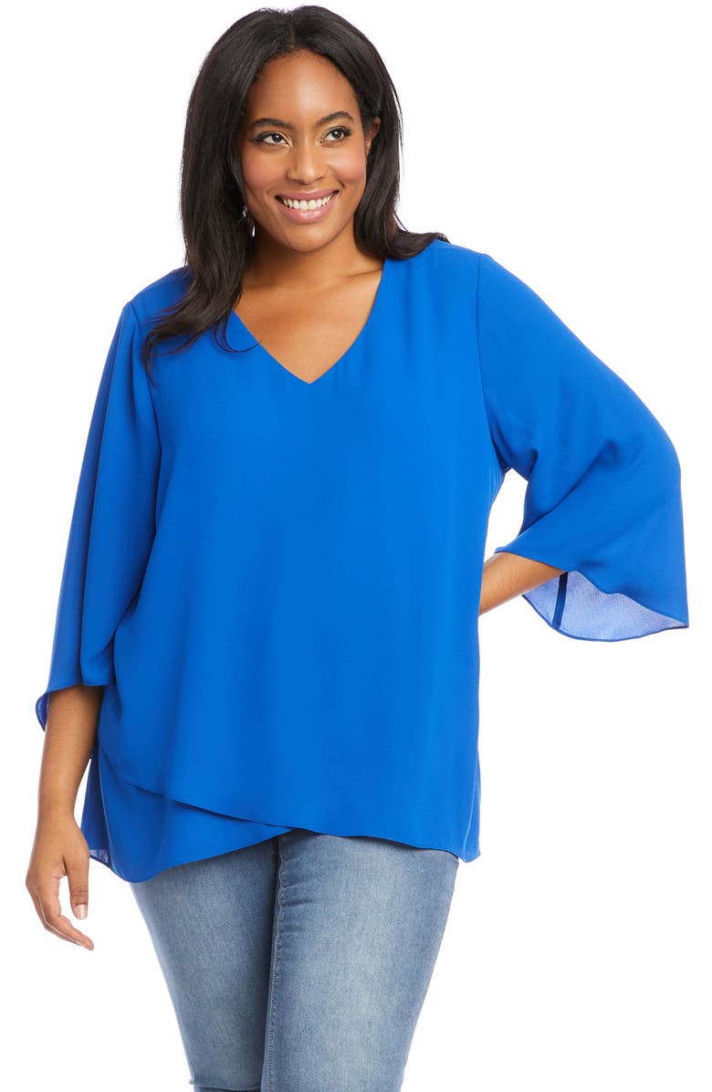 Karen Kane Crossover Hem Asymmetric Top, Alternate, color,