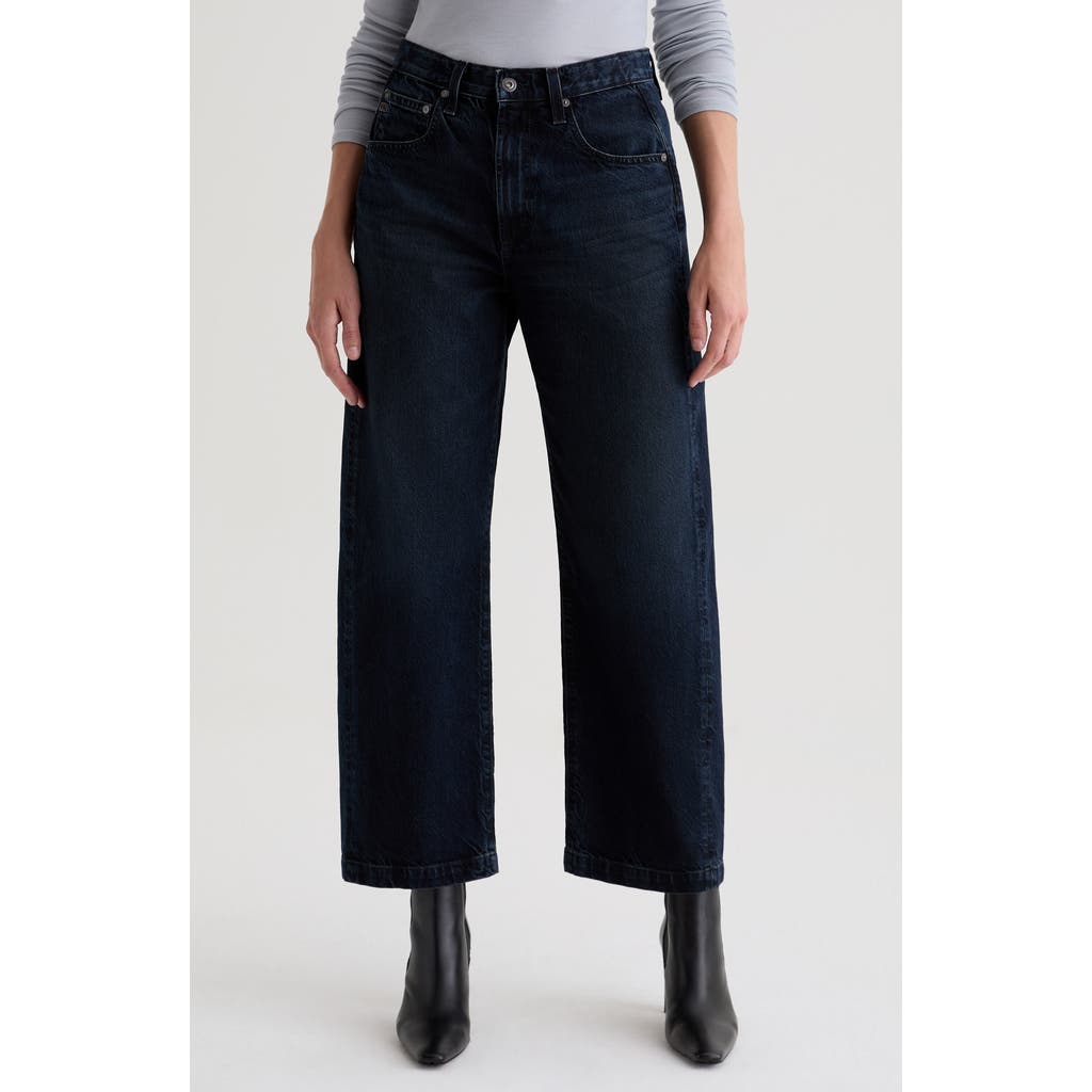 Ag Hattie High Waist Ankle Wide Barrel Leg Jeans In Black