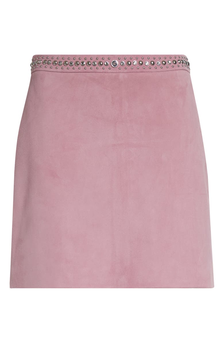 Versace Studded Waist Suede Miniskirt, Alternate, color, Dusty Mauve