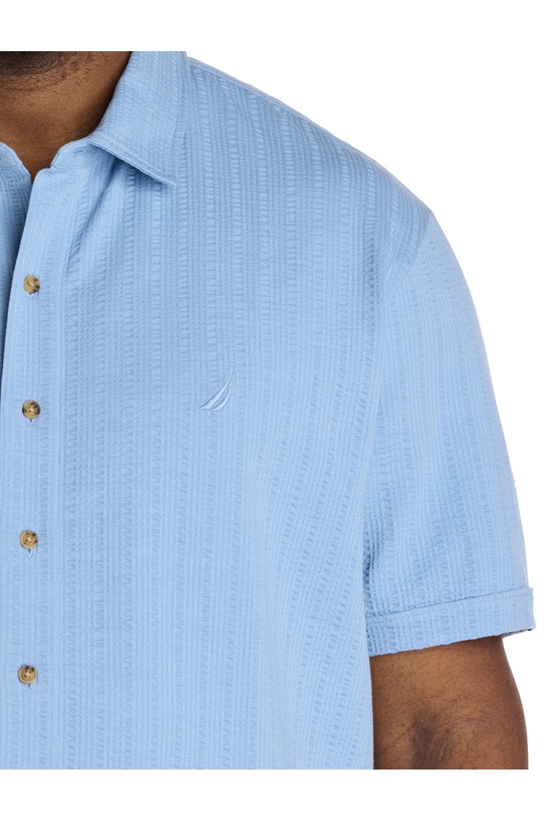 Big & Tall Button-Down Seersucker Polo Shirt, Alternate, color, ALLURE