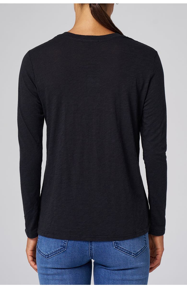 Franne Golde Slub Jersey Long Sleeve V-Neck Tee, Alternate, color, Black