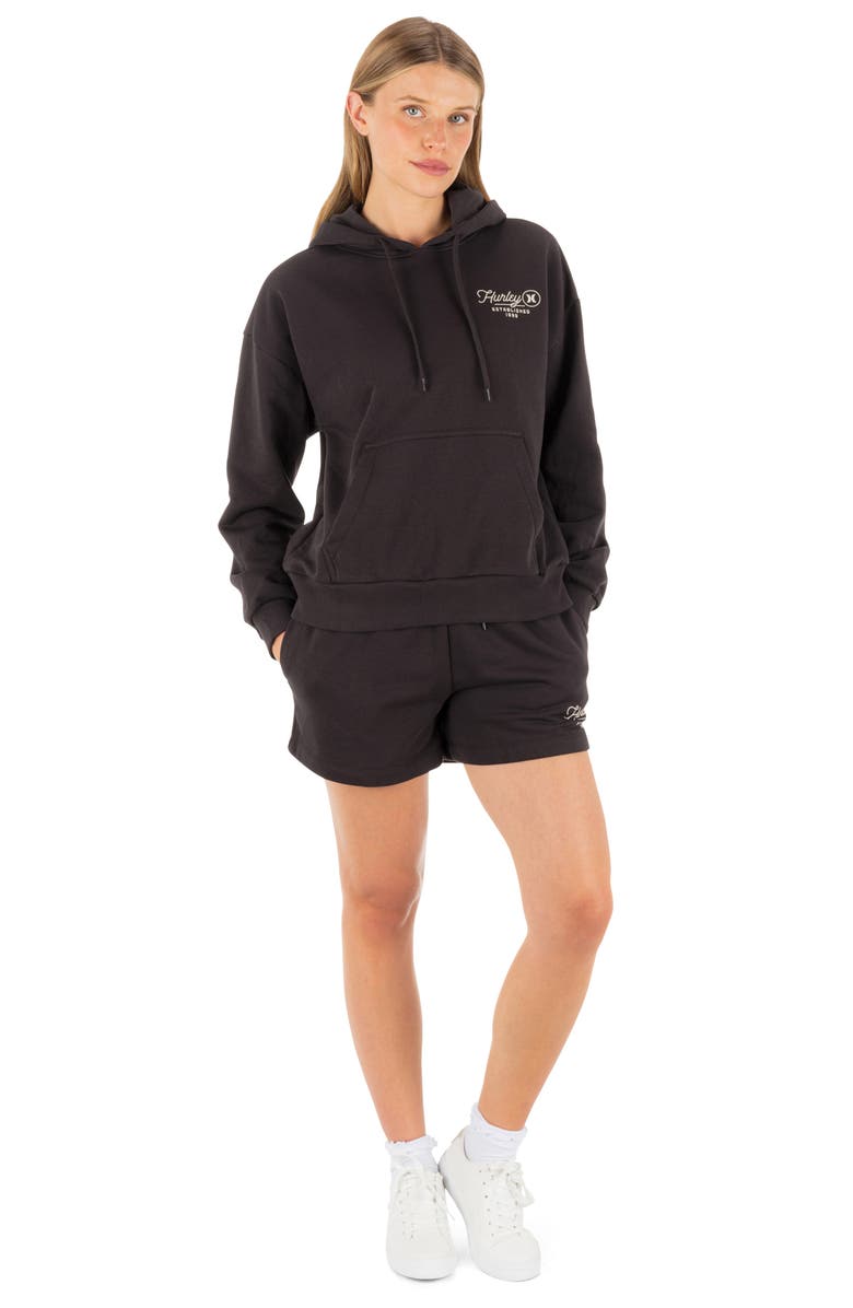 Hurley Surf Bound Cotton Blend Sweat Shorts, Alternate, color, Off Black