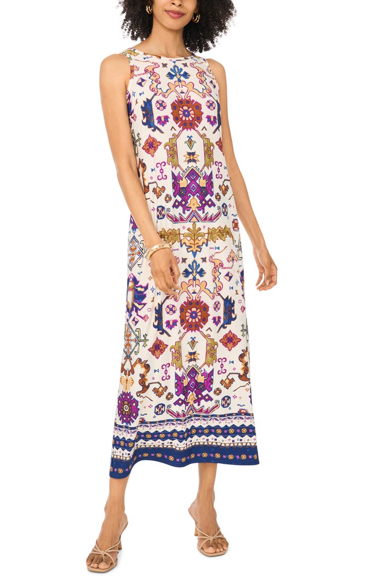 Tie Print Sleeveless Maxi Dress, Main, color, NEW IVORY