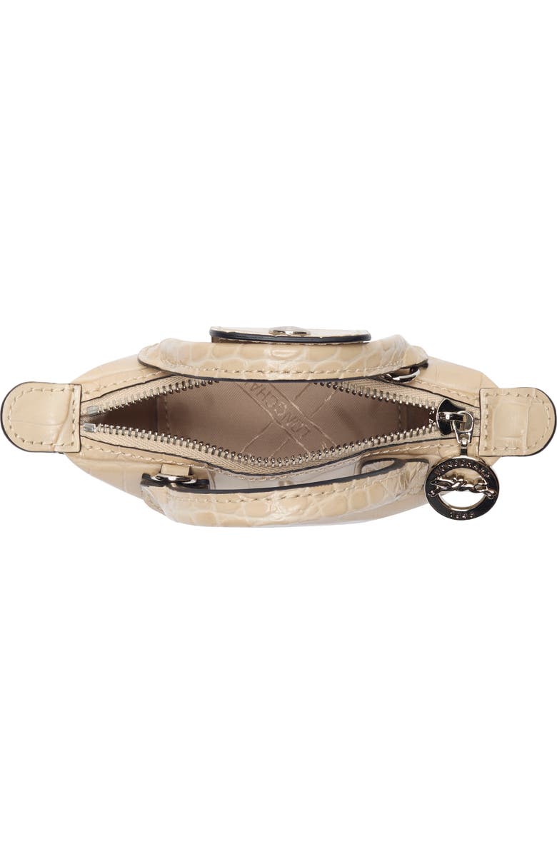 Longchamp Nano Croc Embossed Leather Crossbody Bag, Alternate, color, Chalk