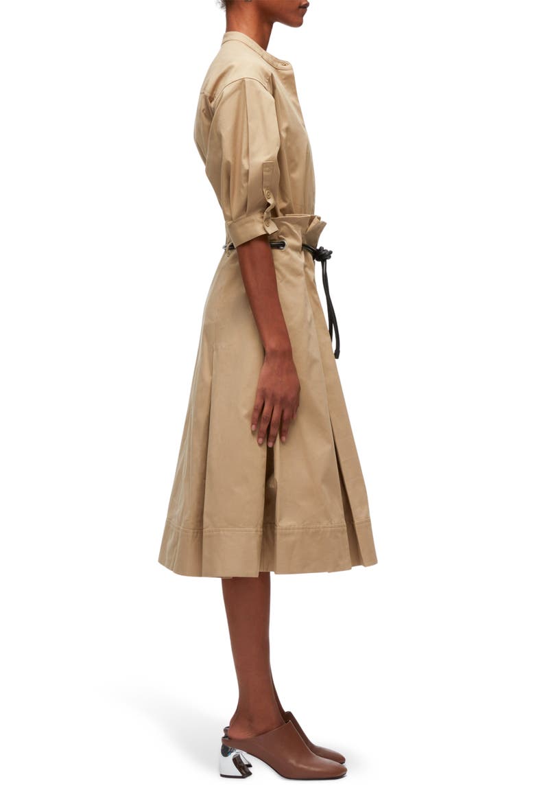 Band Collar Origami Shirt Dress, Alternate, color, KHAKI
