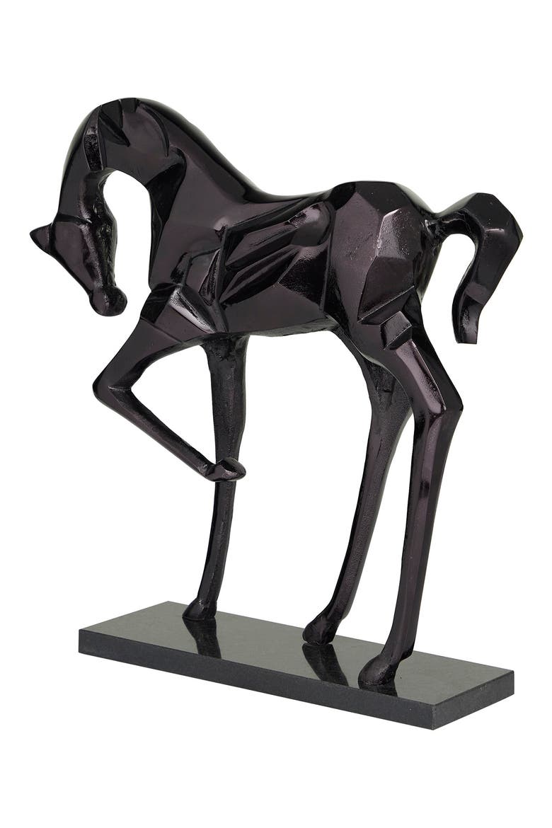 Black Aluminum Contemporary Horse Sculpture, Alternate, color, BLACK