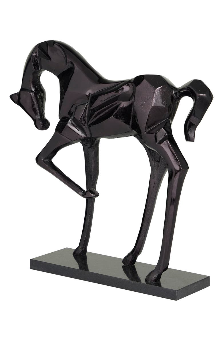 VIVIAN LUNE HOME Black Aluminum Contemporary Horse Sculpture, Alternate, color, 