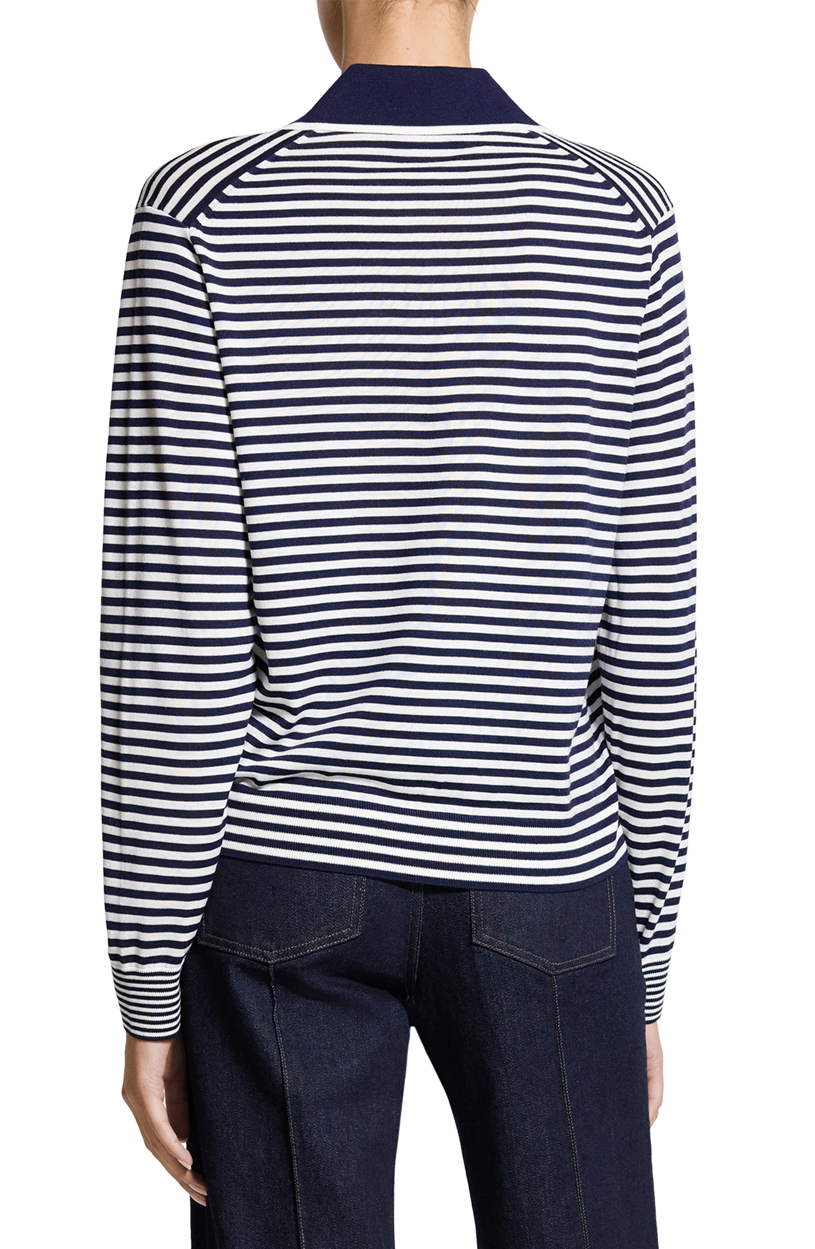 Stripe Merino Wool Long Sleeve Polo - image 2