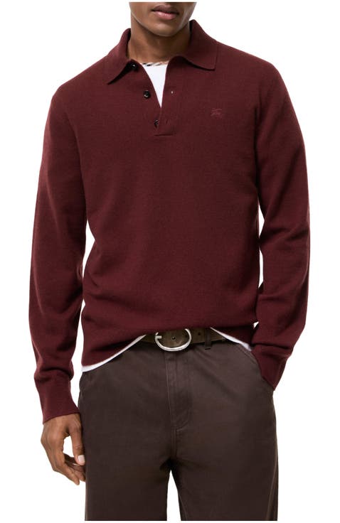 Long-sleeve Cashmere Blend Polo Shirt