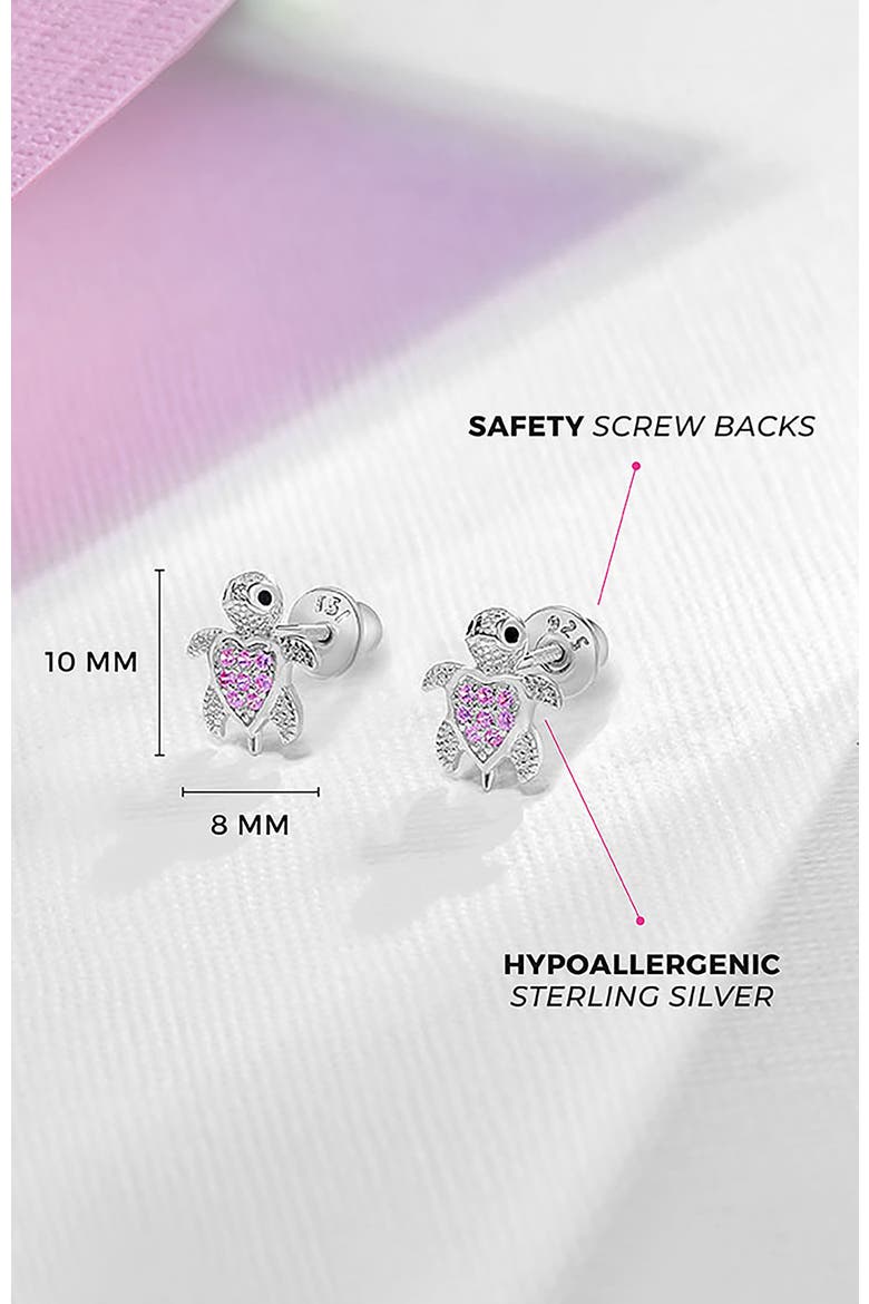 Cubic Zirconia Turtle Earrings, Alternate, color, Pink