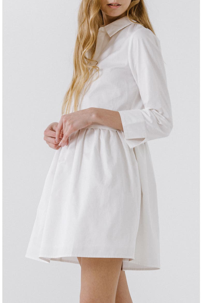 Long Sleeve Mini Shirtdress, Alternate, color, WHITE